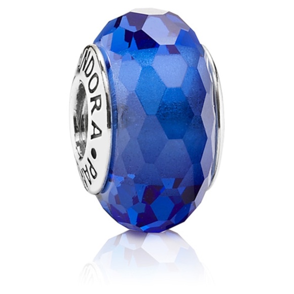 Pandora Sterling Silver Azure Faceted Murano Glass Charm - Picture 2 of 10